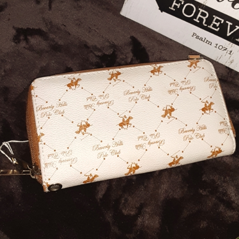 Beverly Hills Polo Club white and brown wallet